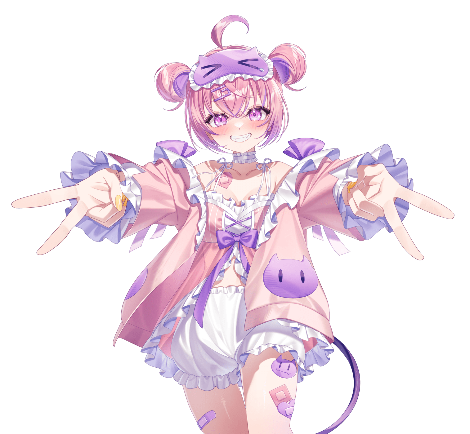 こんぶちゃんの立ち絵。両手を前に出して出迎えているポーズ
